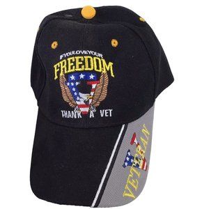 Love Your Freedom Thank A Vet Baseball Style Hat Eagle Flag USA NEW Two for one